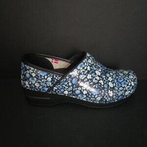 Sanita Clogs Woman's 38 Blue Floral Isalena EU38 US7/7.5